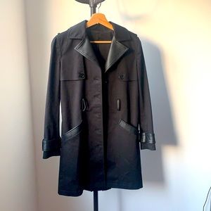 The Kooples black trench coat with leather details